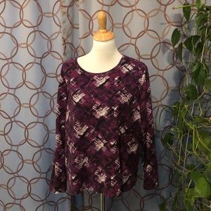 Studio Works Purple Patterned Long Sleeve Shirt XL